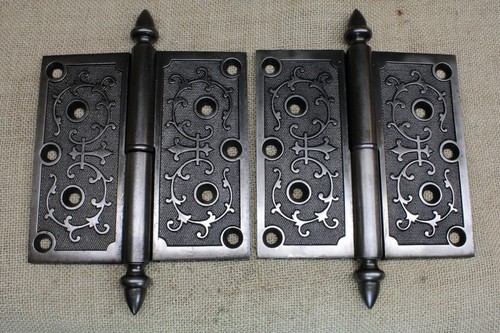 Old door iron hinges acorn - hinges,